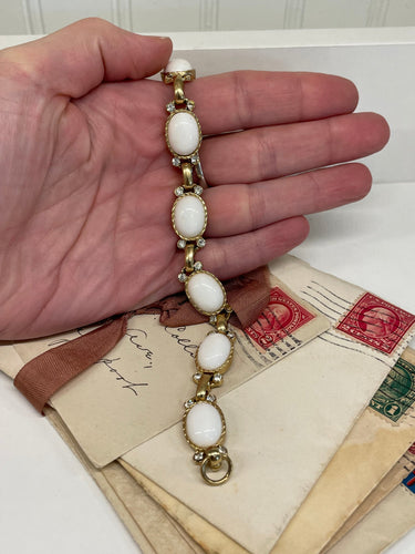 1960’s Gold Bracelet with White Cabochons Devil's Details